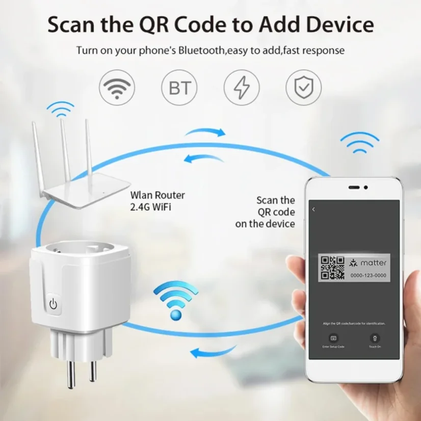 Matter presa smart Wi-Fi - Carico massimo: 16A