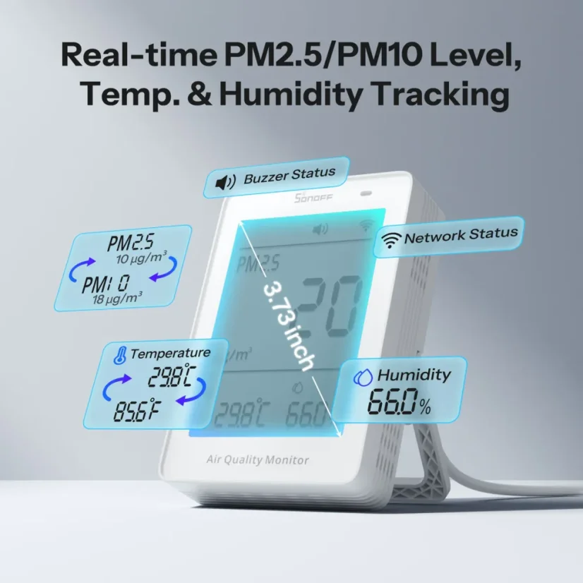 SONOFF AirGuard PM2.5/PM10 Matter Over Wi-Fi Air Quality Monitor | SAWF-07P