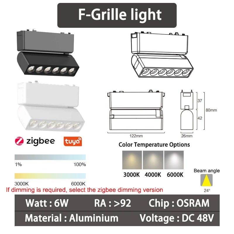 6mm inteligentne magnetyczne światła grille Zigbee