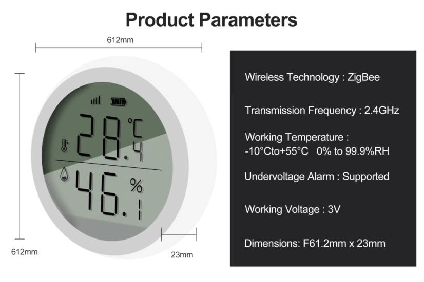 Intelligenter Temperatur- und Feuchtigkeitssensor mit Display