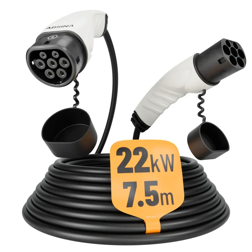 ABSINA - Kabel do ładowania pojazdów elektrycznych Typ 2 - 22 kW 7,5 m