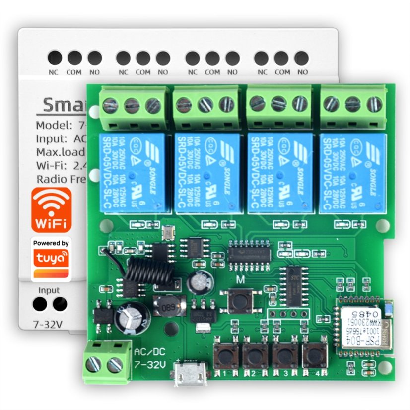 4-Kanal Tuya WiFi Smart-Relaisschalter