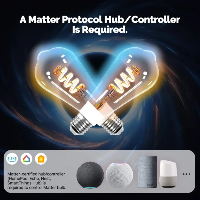 MOES Matter WiFi Lampadina Smart Edison E27