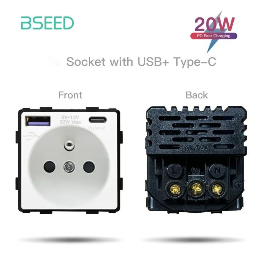 BSEED socket insert with USB-A and USB-C