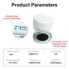 Haozee Sensore di Presenza mmWave 24GHz – Zigbee 3.0 a Batteria