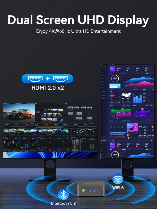 GMKtec G3S Mini‑PC — Intel Alder Lake N95 - RAM-Größe: 8 GB, Festplattengröße: 256 GB