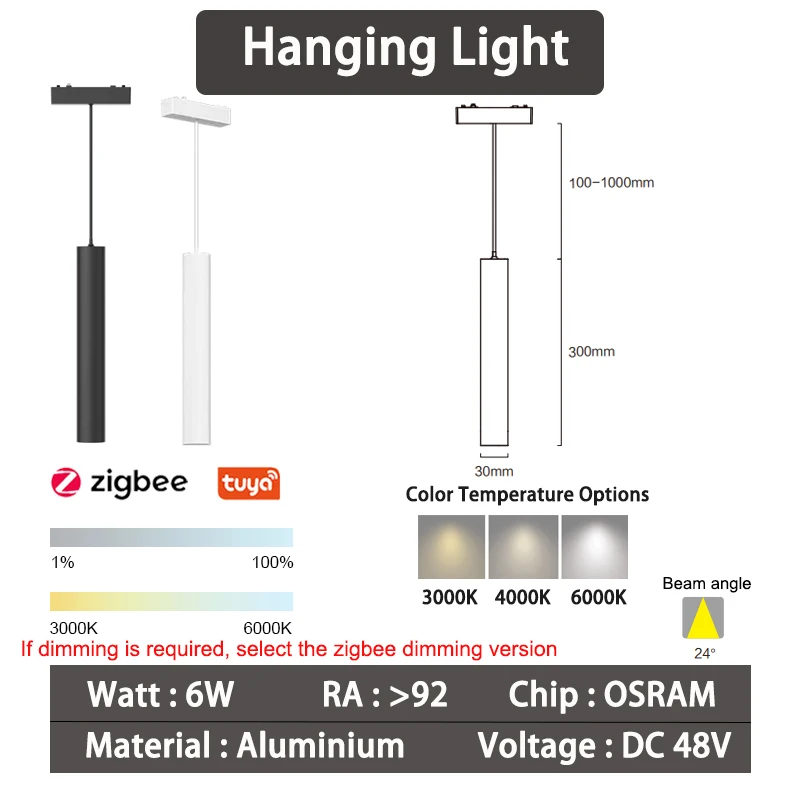 6mm szyny - Inteligentne lampy wiszące Zigbee
