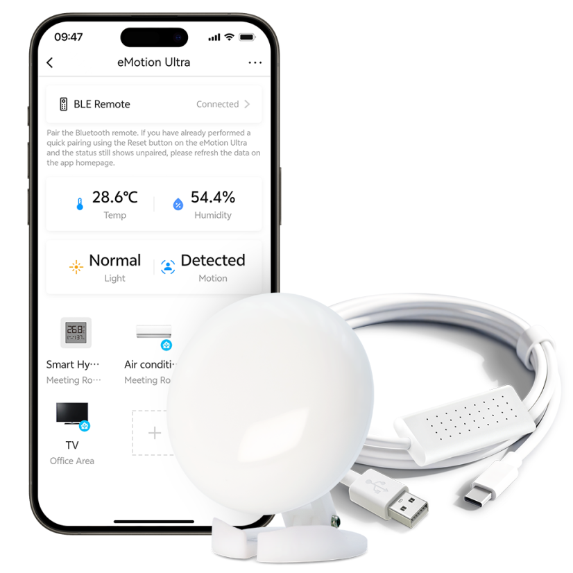 LinknLink eMotion Ultra – 60GHz mmWave Radar Wi-Fi Smart Präsenzsensor mit IR-Blaster, Licht-, Temperatur- und Feuchtigkeitssensoren
