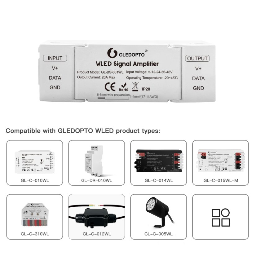 GLEDOPTO GL-BS-001WL - WLED zosilňovač