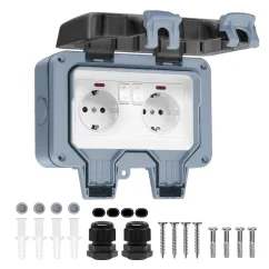 BSEED Presa Elettrica da Esterno IP66 – Impermeabile (Standard UE)