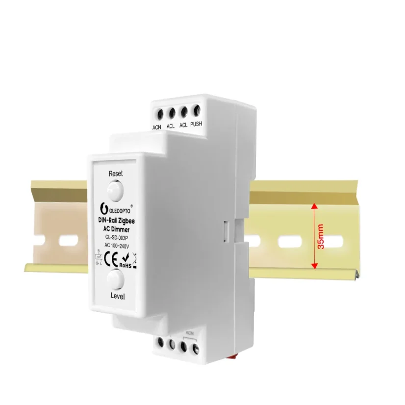 GLEDOPTO GL-SD-003P - Ściemniacz DIN Rail Zigbee 3.0 AC 230V z wejściem na przycisk
