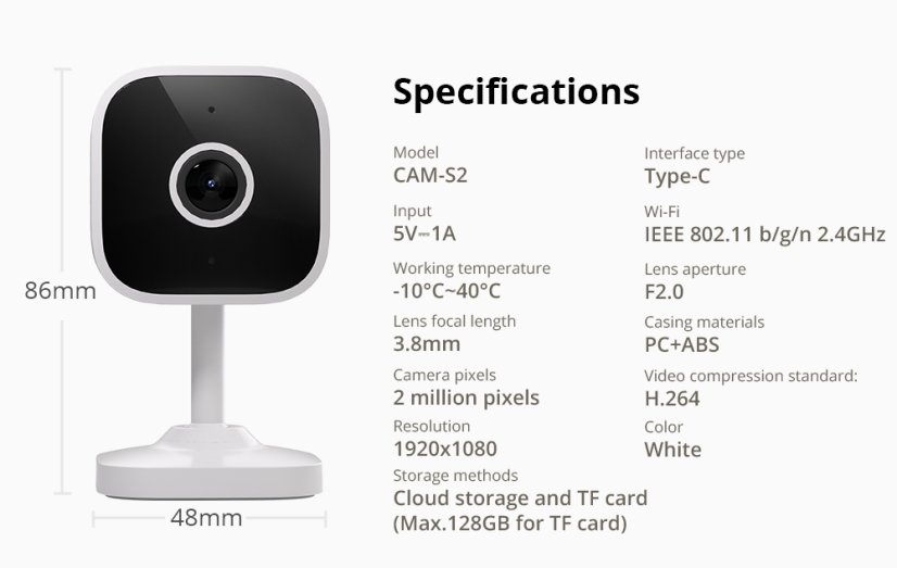 SONOFF CAM-S2 CAM Slim Gen2 inteligentní domácí bezpečnostní kamera