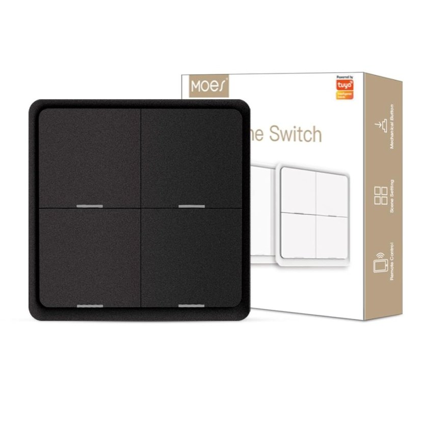 MOES ZigBee víceúčelový 4 tlačítkový scénový vypínač