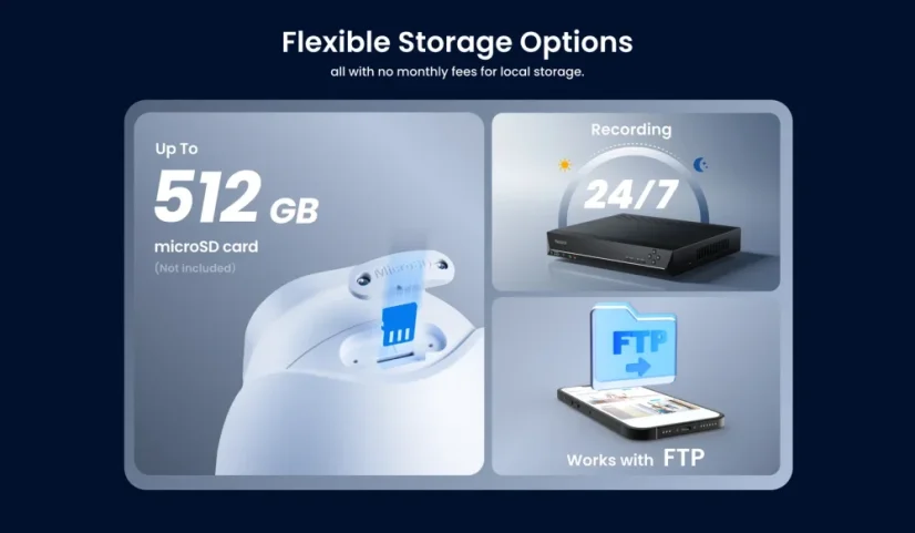 Reolink RLC-520A – storage options microSD, NVR, FTP