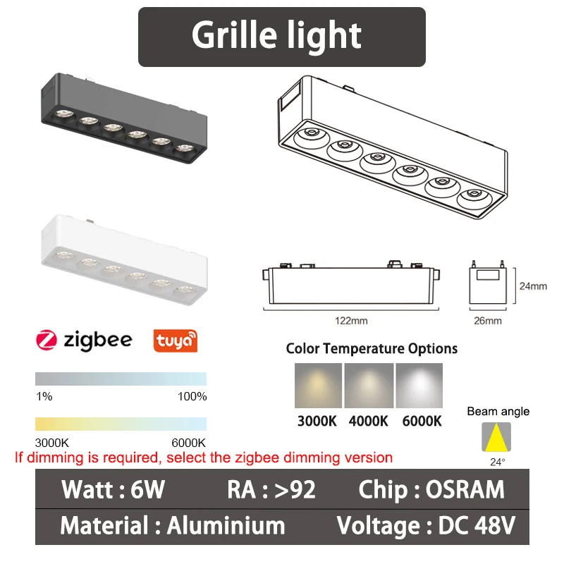 6mm inteligentne magnetyczne światła grille Zigbee