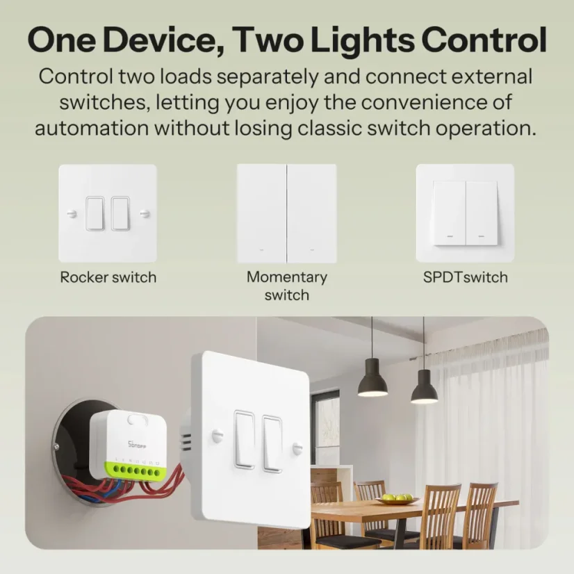 SONOFF MINI DUO 2-gang Zigbee chytrý spínač | MINI-ZB2GS