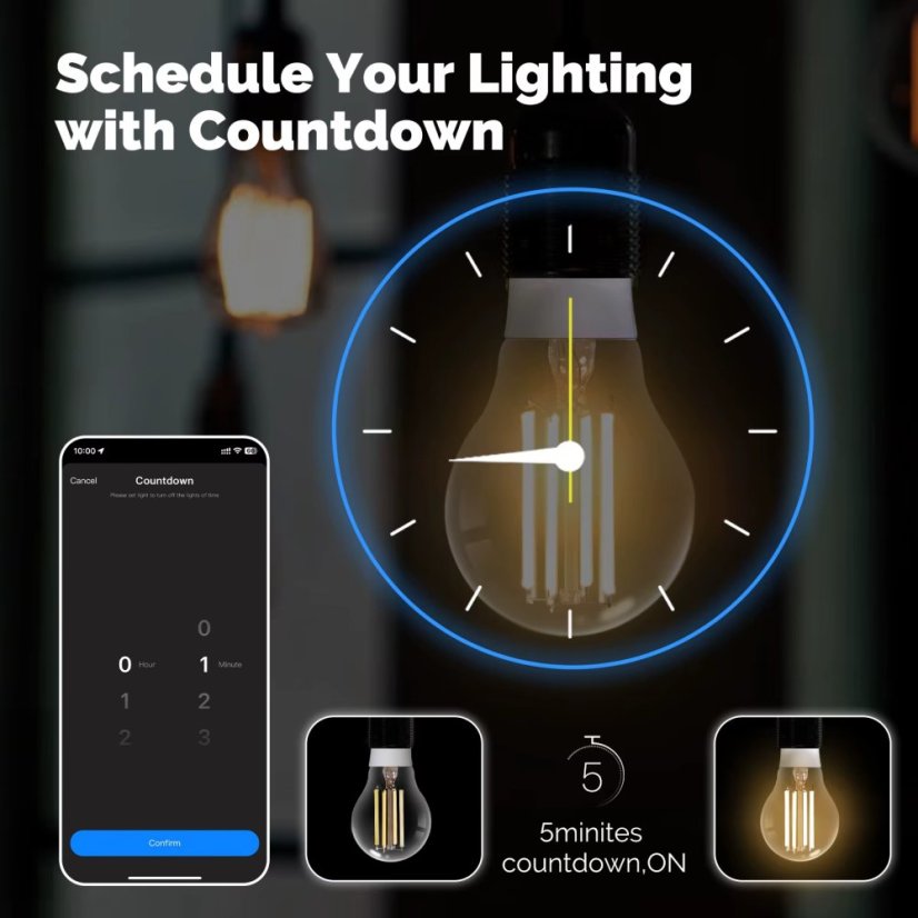 MOES Zigbee 3.0 Chytrá filamentová LED žárovka – CCT a stmívatelná