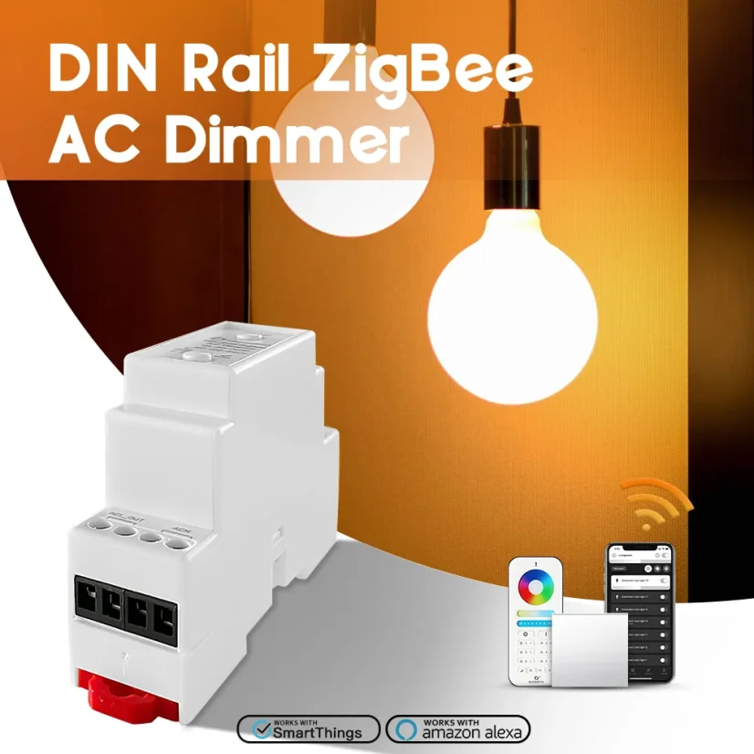 GLEDOPTO GL-SD-003P - Ściemniacz DIN Rail Zigbee 3.0 AC 230V z wejściem na przycisk