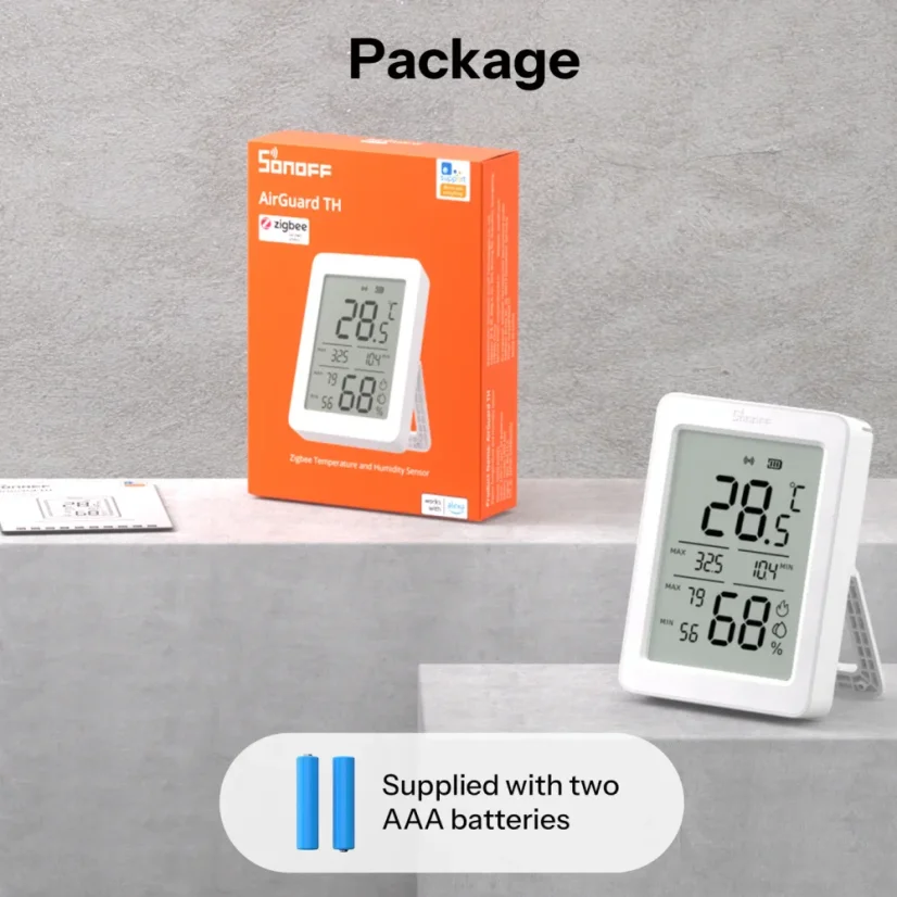 SONOFF AirGuard TH Sensore di Temperatura e Umidità LCD Zigbee da 3,6'' | SNZB-02DR2