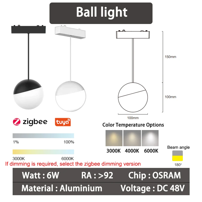 6mm szyny - Inteligentne lampy wiszące Zigbee