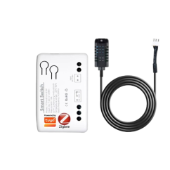 Interruttore relè smart Zigbee Tuya a 1 canale con sensore esterno di temperatura e umidità