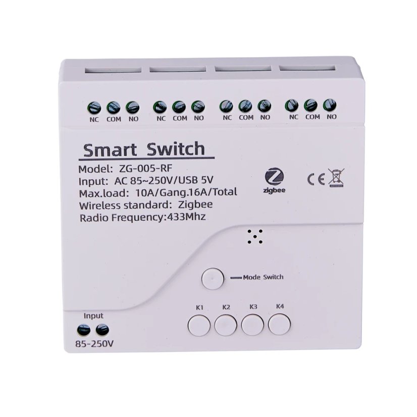 4-channel Tuya Zigbee smart relay switch - Power supply: AC 85