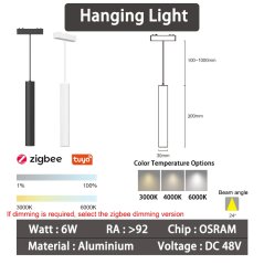 6mm szyny - Inteligentne lampy wiszące Zigbee