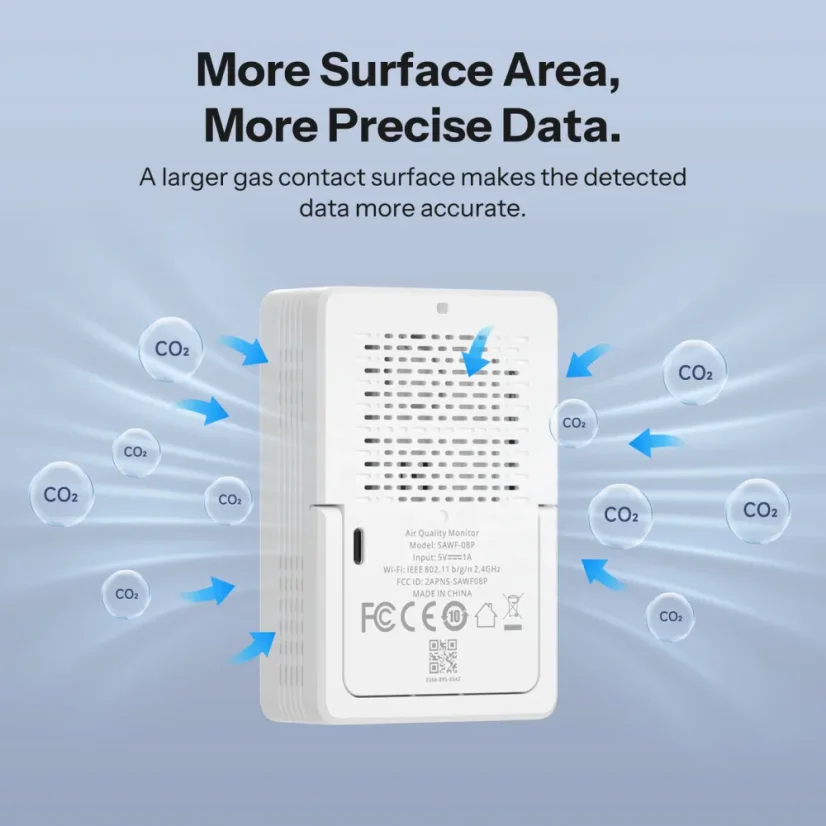 SONOFF AirGuard CO2 Matter přes Wi-Fi Monitor kvality vzduchu | SAWF-08P