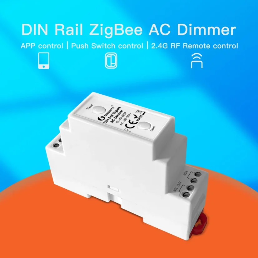 GLEDOPTO GL-SD-003P - Ściemniacz DIN Rail Zigbee 3.0 AC 230V z wejściem na przycisk
