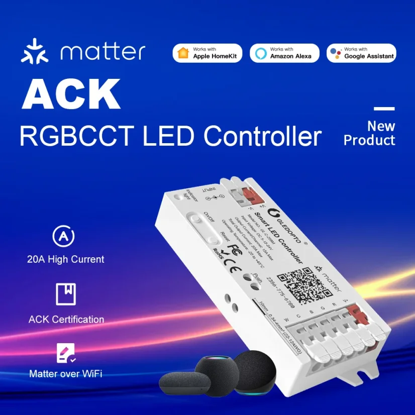GLEDOPTO GL-C-208M - Matter über Wi-Fi RGBCCT LED Streifen Controller 20A (ACK)