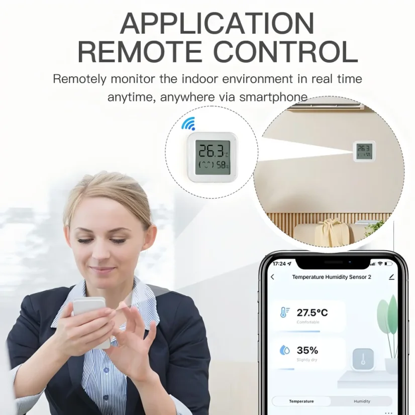 Intelligenter Zigbee 3.0 Temperatur- und Feuchtigkeitssensor mit LED-Anzeige