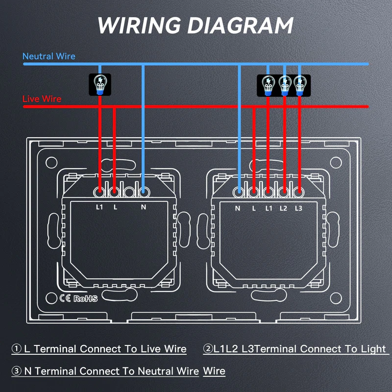 BSEED chytrý WiFi vypínač s dotykovým stmívačem, skleněný panel 157 mm