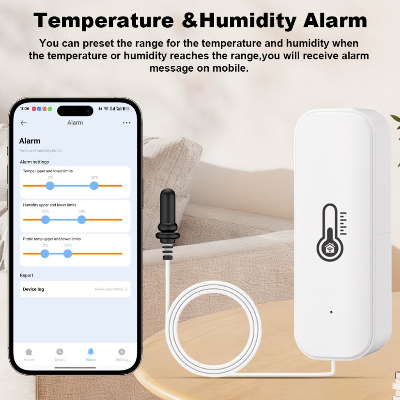Tuya Zigbee teplotní senzor s externím čidlem