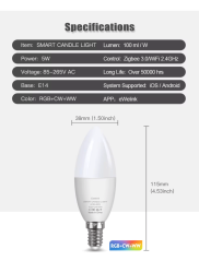 Tuya Zigbee Smart Bulb, E14, 5W