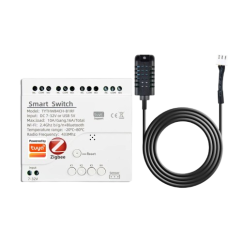 Interruttore relè smart Zigbee Tuya a 4 canali con sensore esterno di umidità e temperatura
