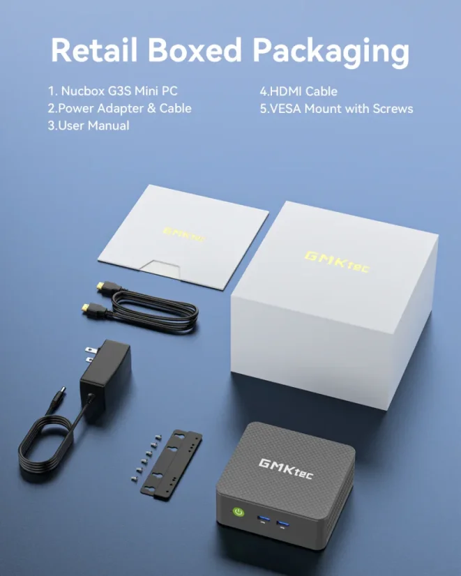 GMKtec G3S Mini‑PC — Intel Alder Lake N95 - RAM-Größe: 8 GB, Festplattengröße: 256 GB