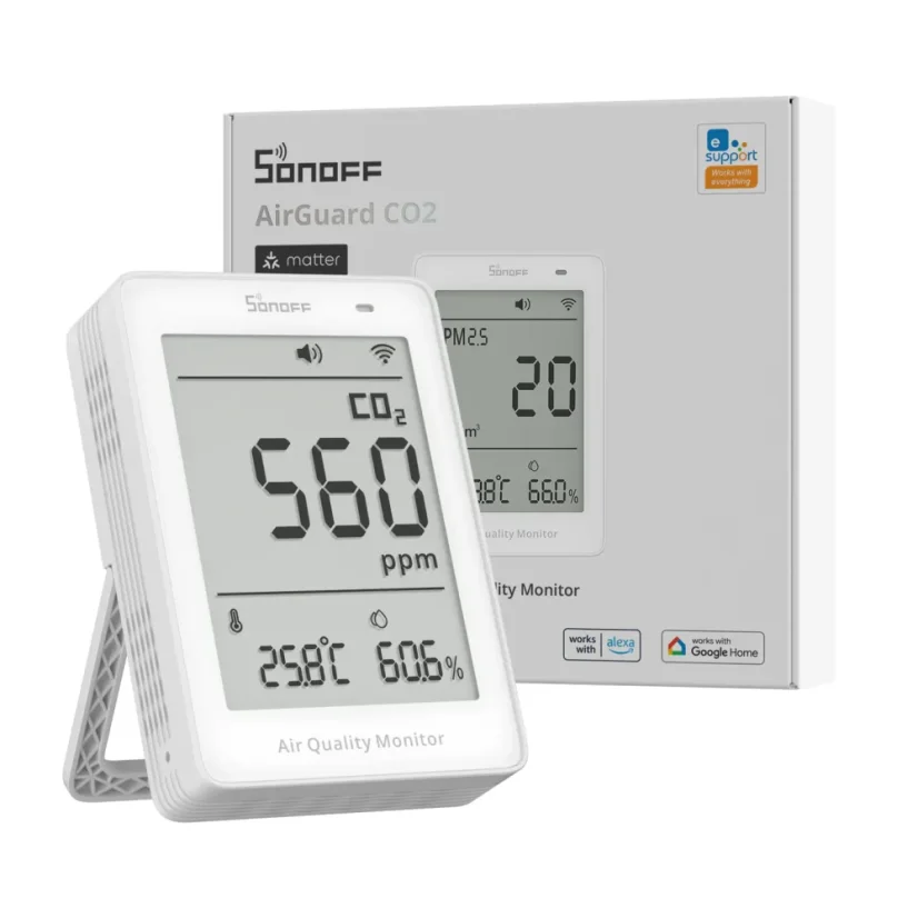 SONOFF AirGuard CO2 Matter přes Wi-Fi Monitor kvality vzduchu | SAWF-08P