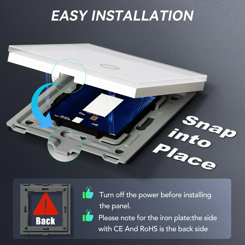BSEED chytrý WiFi vypínač s dotykovým stmívačem, skleněný panel 157 mm