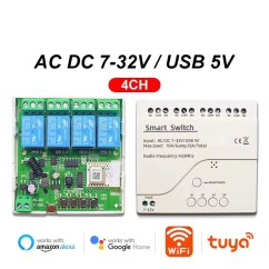 4-kanálový Tuya WiFi inteligentný relé spínač