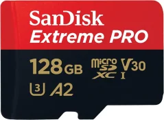 SanDisk microSDXC 128GB Extreme PRO + Rescue PRO Deluxe + SD adaptér