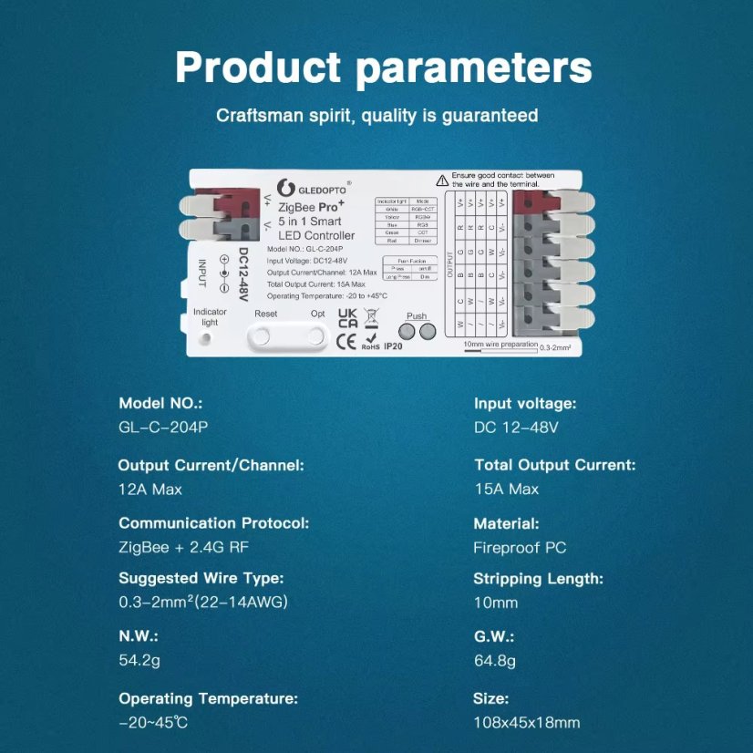 GLEDOPTO GL-C-204P - 5 w 1 Inteligentny Kontroler LED Zigbee