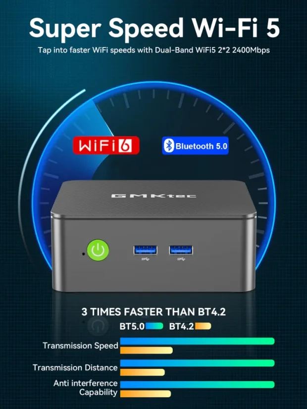 GMKtec G3S Mini‑PC — Intel Alder Lake N95 - RAM-Größe: 8 GB, Festplattengröße: 256 GB