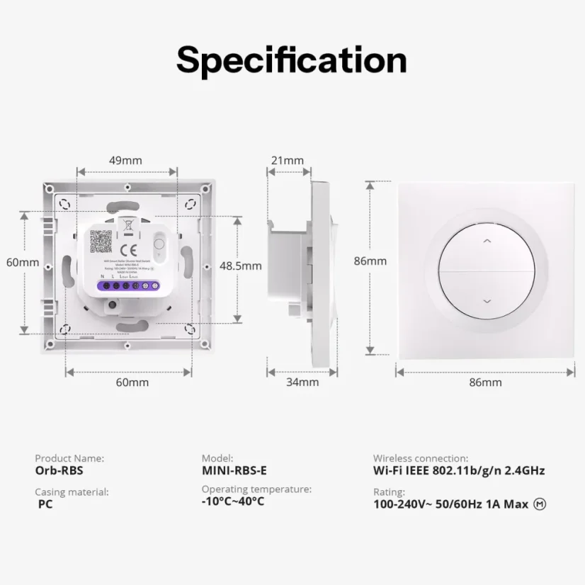 SONOFF Orb‑RBS - Matter over Wi‑Fi inteligentní vypínač pro rolety ...