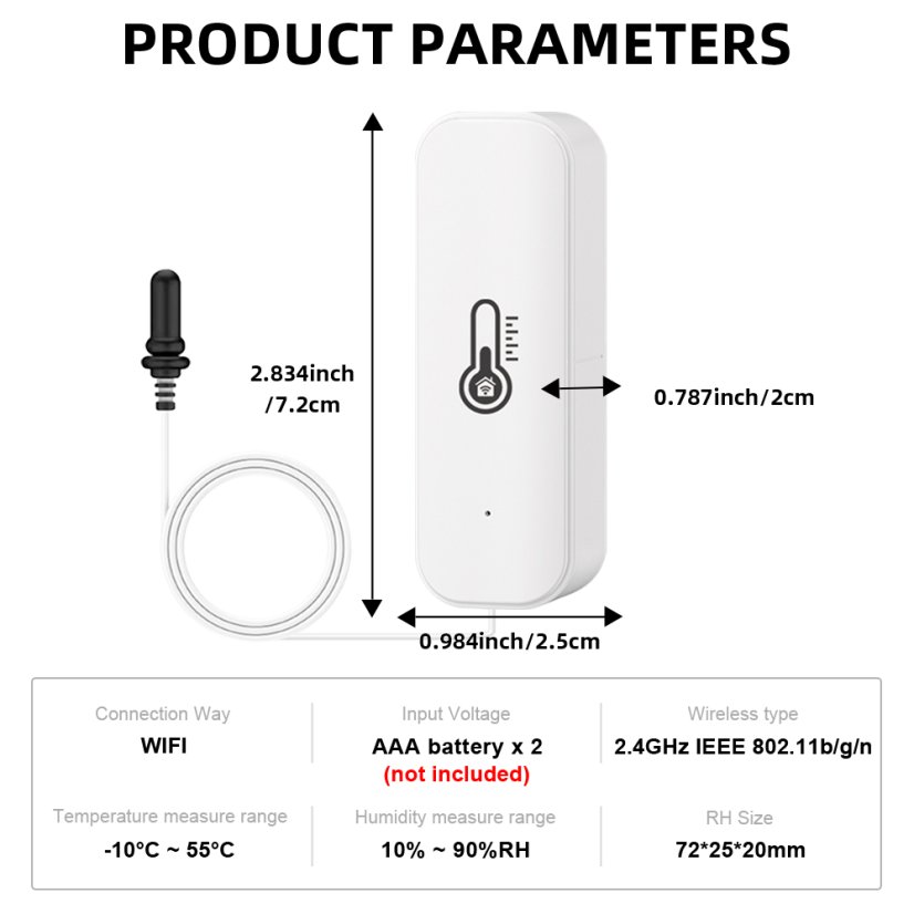 Tuya Zigbee teplotní senzor s externím čidlem