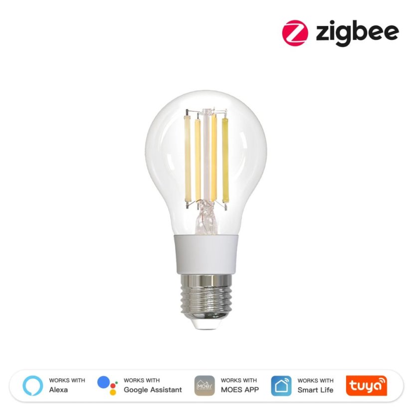 MOES Zigbee 3.0 Chytrá filamentová LED žárovka – CCT a stmívatelná