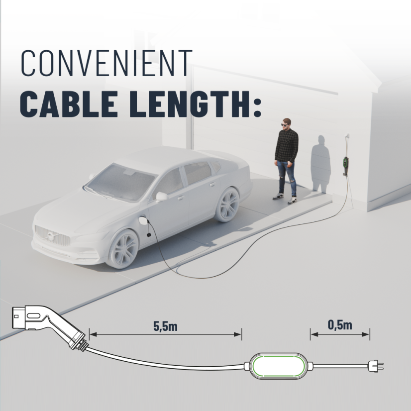 ABSINA - Kabel do ładowania EV Typ 2 - Schuko 3.7kW