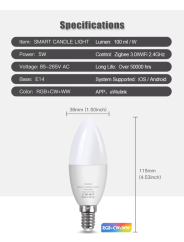 Tuya Wi-Fi Smart Bulb, E14, 5W