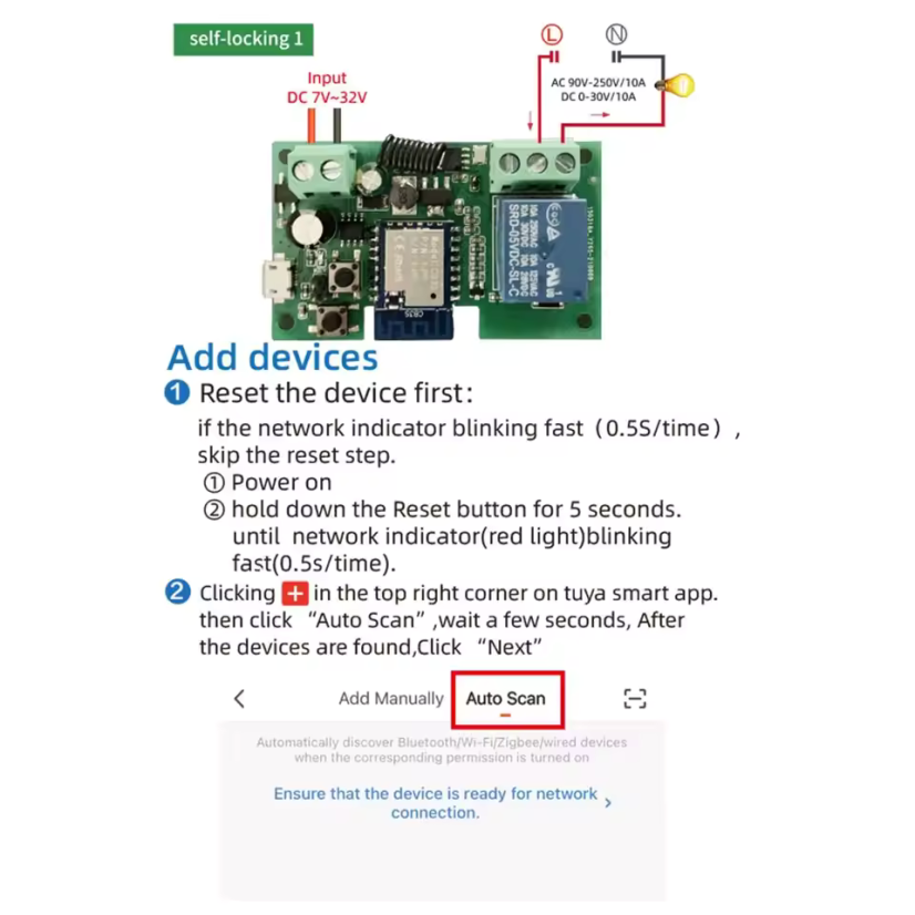 Tuya Relè Wi-Fi a 1 canale