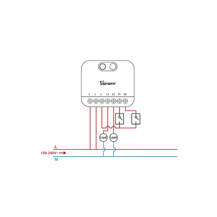 SONOFF MINI DUO-L 2-gang Zigbee chytrý spínač | MINI-ZB2GS-L