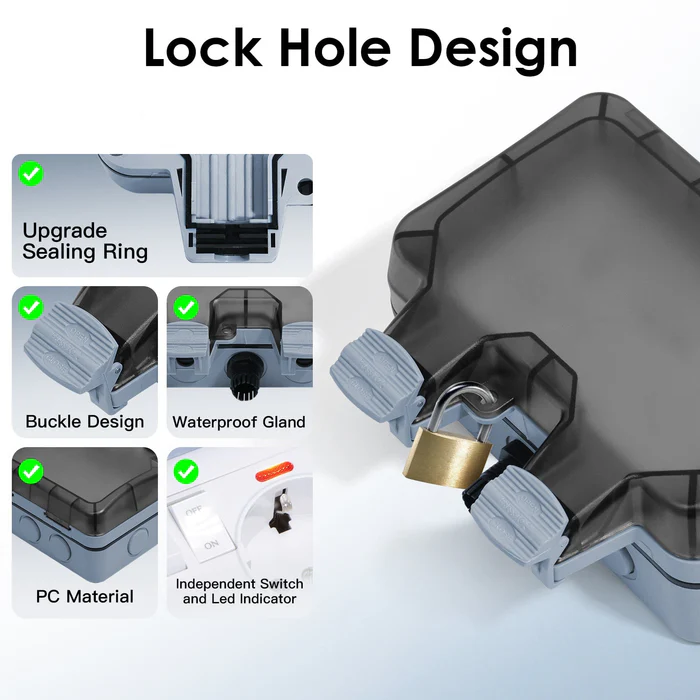 BSEED Außensteckdose IP66 – Wetterfest (EU-Standard)